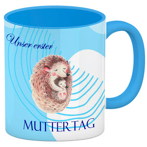Nilpferd-Kaffeebecher zu ersten Muttertag mit Mama und Baby in rosa