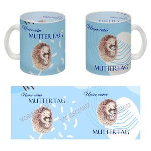 Nilpferd-Kaffeebecher zu ersten Muttertag mit Mama und Baby in rosa