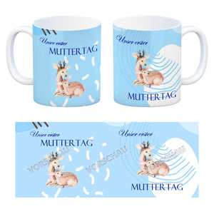 Nilpferd-Kaffeebecher zu ersten Muttertag mit Mama und Baby in rosa
