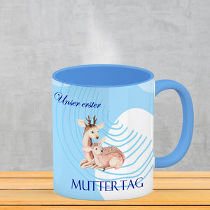 Nilpferd-Kaffeebecher zu ersten Muttertag mit Mama und Baby in rosa