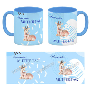 Nilpferd-Kaffeebecher zu ersten Muttertag mit Mama und Baby in rosa