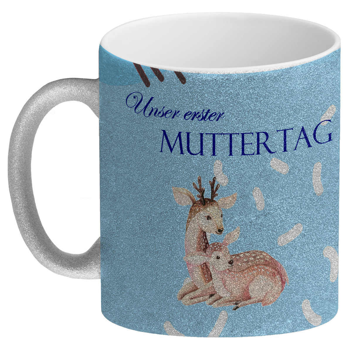 Nilpferd-Kaffeebecher zu ersten Muttertag mit Mama und Baby in rosa