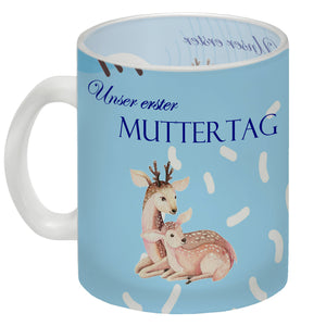 Nilpferd-Kaffeebecher zu ersten Muttertag mit Mama und Baby in rosa