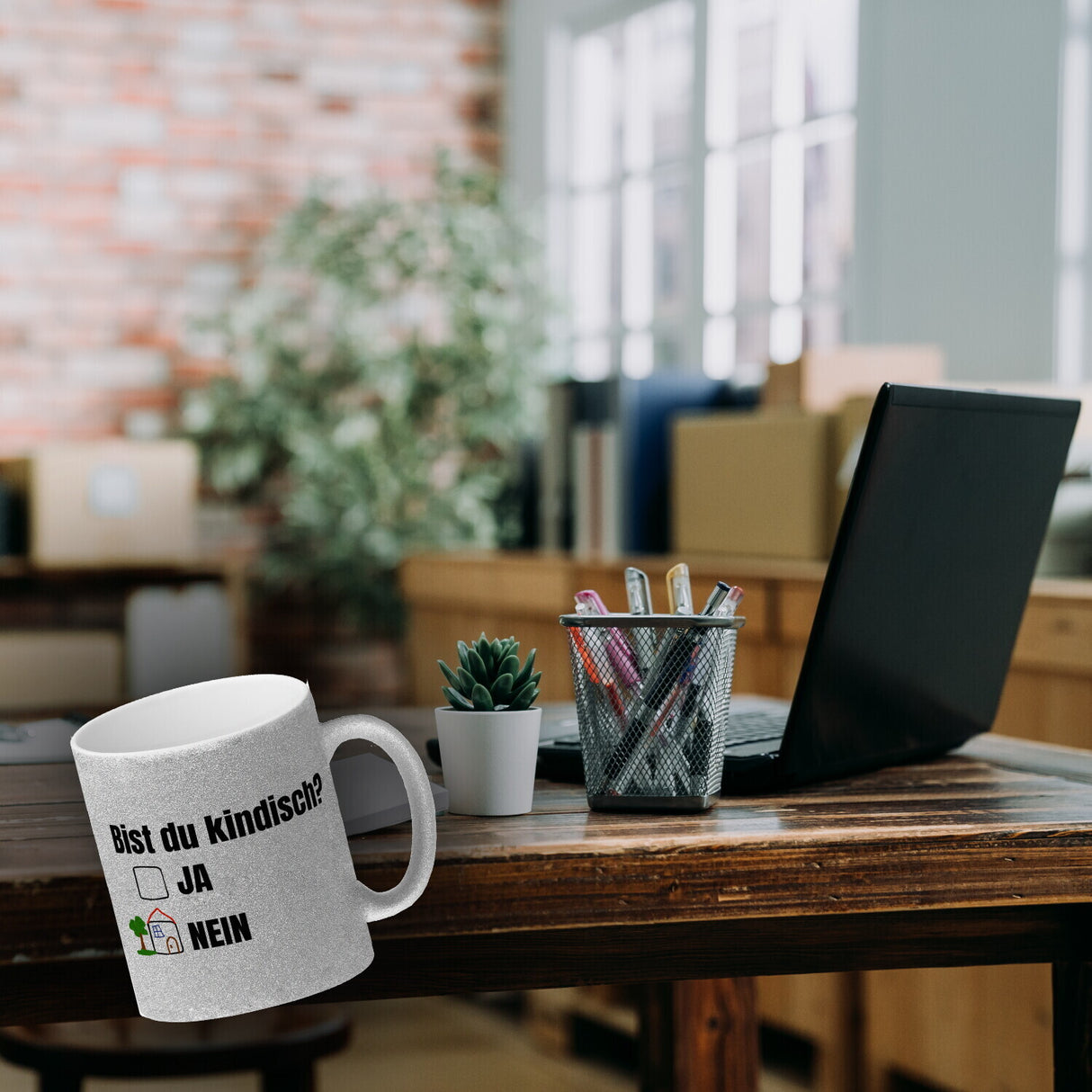Kaffeebecher Bist du kindisch mit Häuschen - Tasse