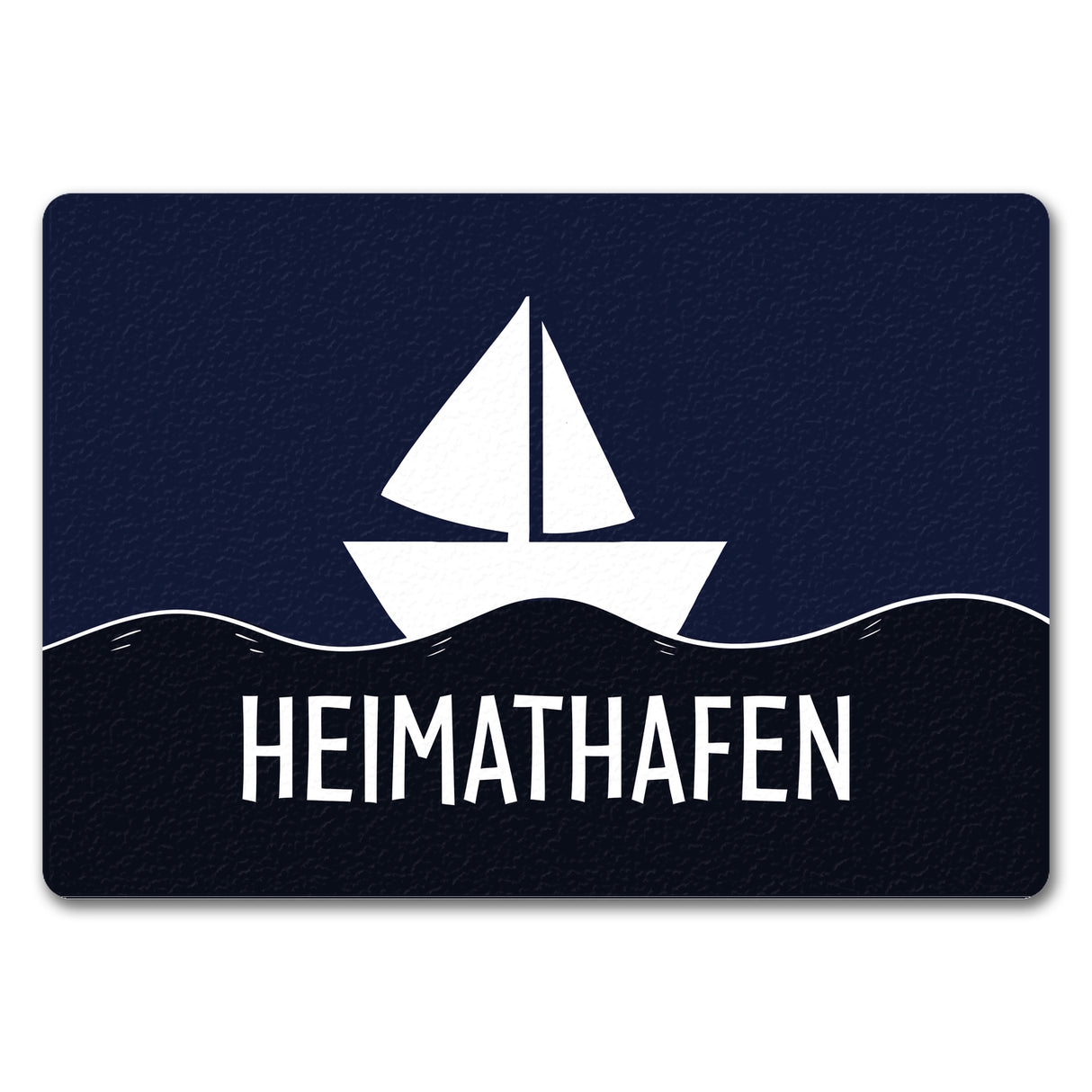 Heimathafen Fußmatte mit Schiff und Meeresmotiv