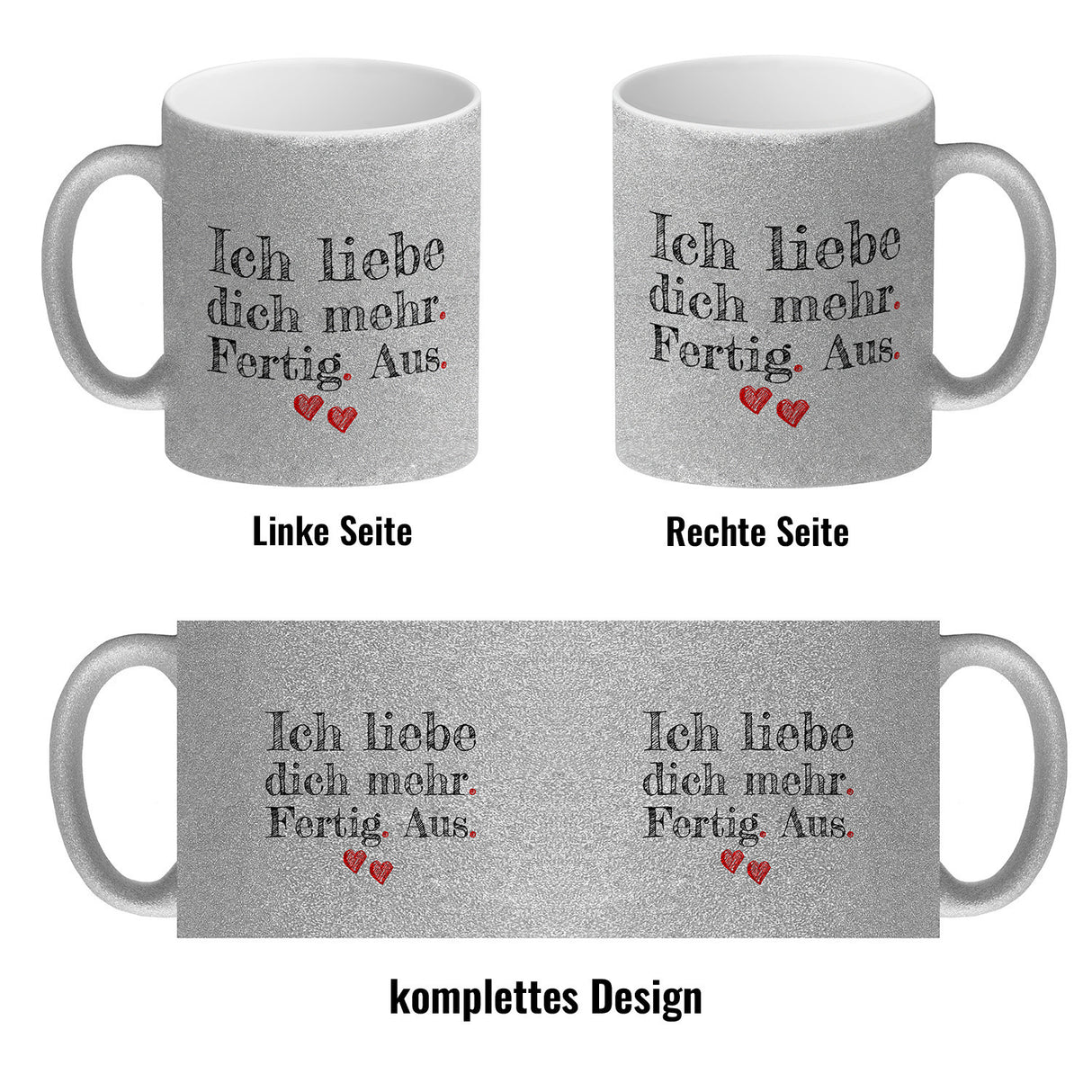 Ich liebe dich mehr. Fertig. Aus. Kaffeebecher