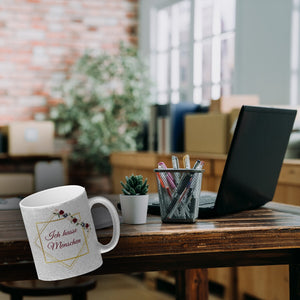 Ich hasse Menschen Kaffeetasse mit goldenem Rahmen und Blumen