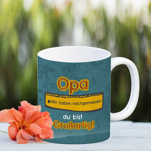 Kaffeebecher Papa du bist großartig - Meterstab Vatertag Geschenk