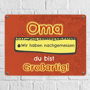 Metallschild Mama du bist großartig - Meterstab Muttertag Geschenk