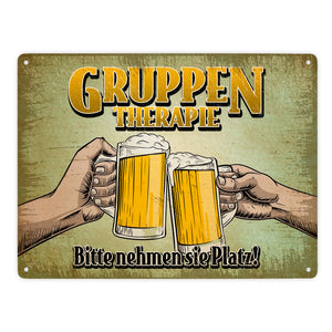 Gruppentherapie Bier Metallschild im trendigen Retrolook