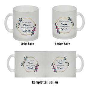 Für die Beste Oma auf der ganzen Welt Kaffeebecher mit Goldrahmen und Blumen