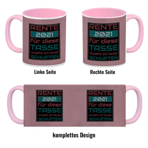Rente Kaffeebecher - dafür musste ich lange arbeiten - Vintage Tasse bedruckt im retro Stil mit Rentner Spruch - spülmaschinenfest und mikrowellengeeignet bei 330ml Inhalt