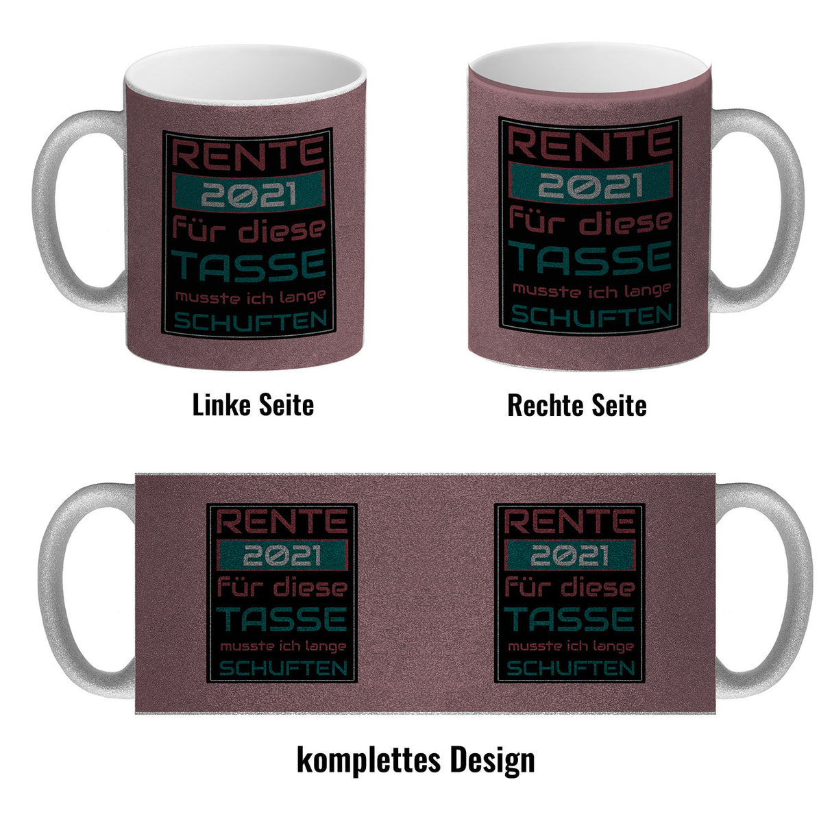 Rente Kaffeebecher - dafür musste ich lange arbeiten - Vintage Tasse bedruckt im retro Stil mit Rentner Spruch - spülmaschinenfest und mikrowellengeeignet bei 330ml Inhalt