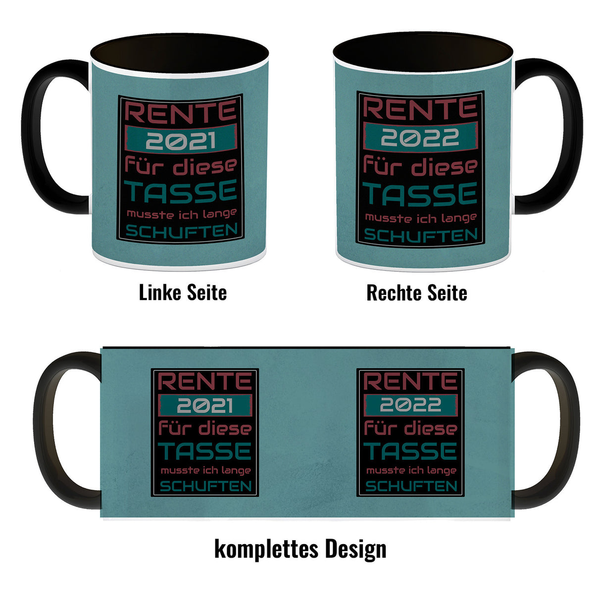 Rente 2021 Kaffeebecher - dafür musste ich lange arbeiten - Vintage Tasse bedruckt