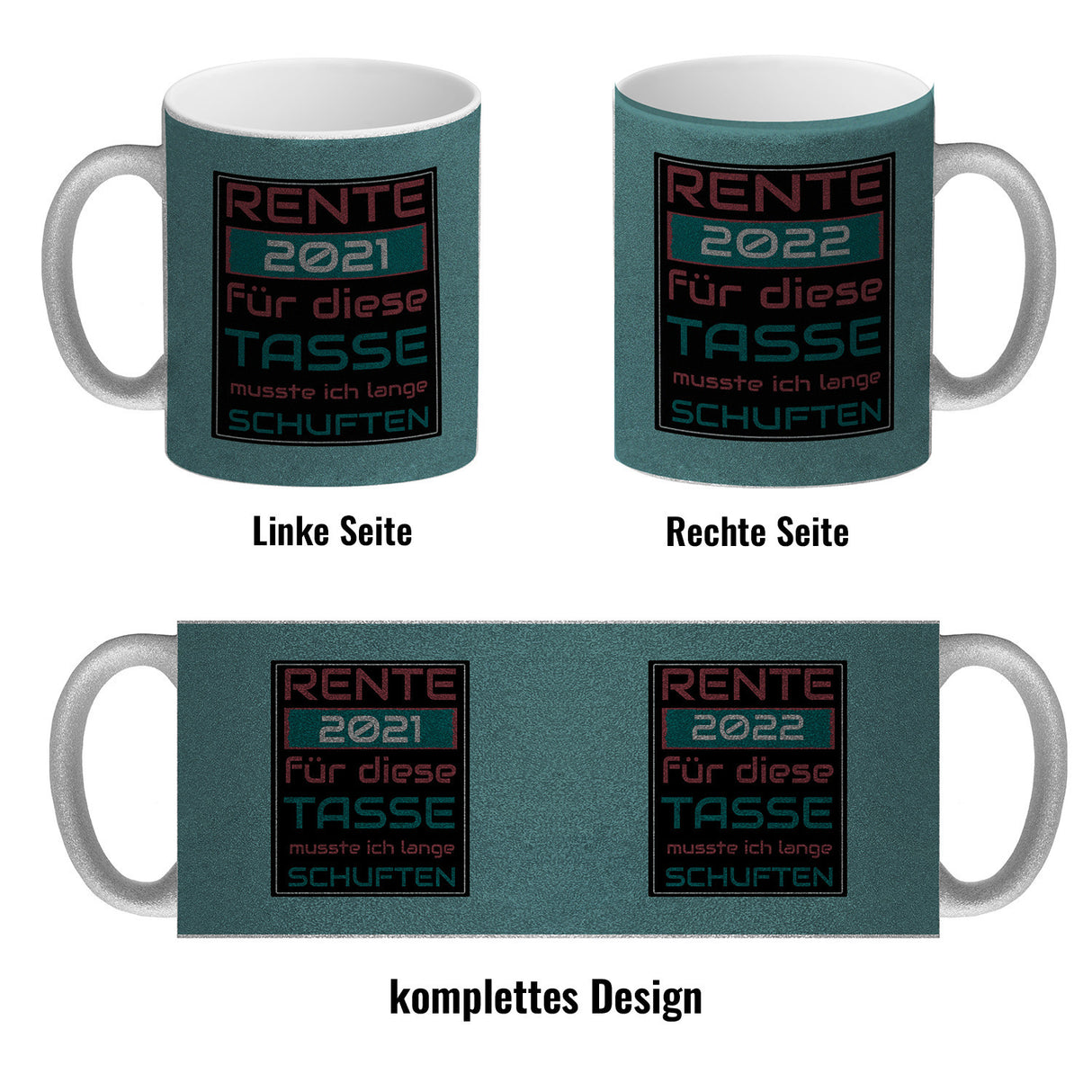 Rente 2021 Kaffeebecher - dafür musste ich lange arbeiten - Vintage Tasse bedruckt
