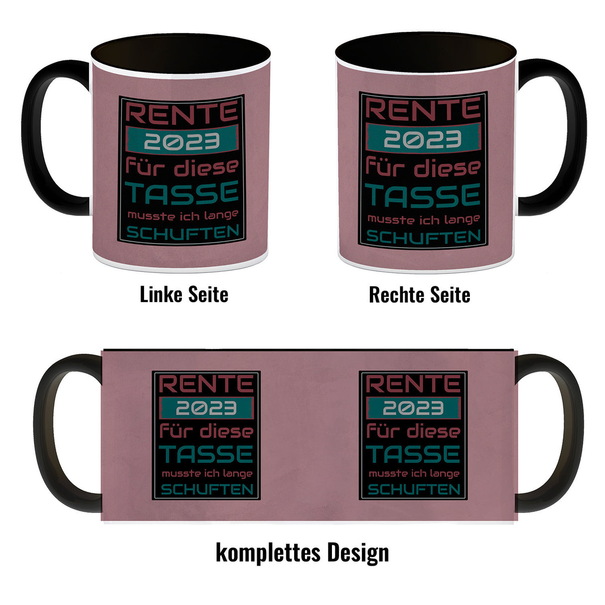 Rente 2023 Kaffeebecher - dafür musste ich lange arbeiten - Vintage Tasse bedruckt