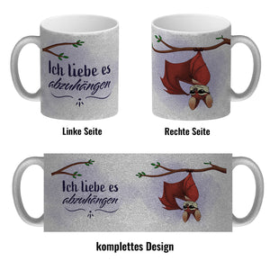 Ich liebe es abzuhängen Kaffeebecher mit lustiger Fledermaus