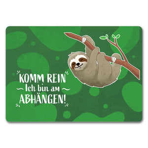 Komm rein ich bin am Abhängen Fußmatte mit süßem Faultier