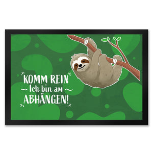 Komm rein ich bin am Abhängen Fußmatte mit süßem Faultier
