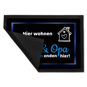 Hier wohnen Opa und Oma Fußmatte - Elternregeln enden hier mit Herz