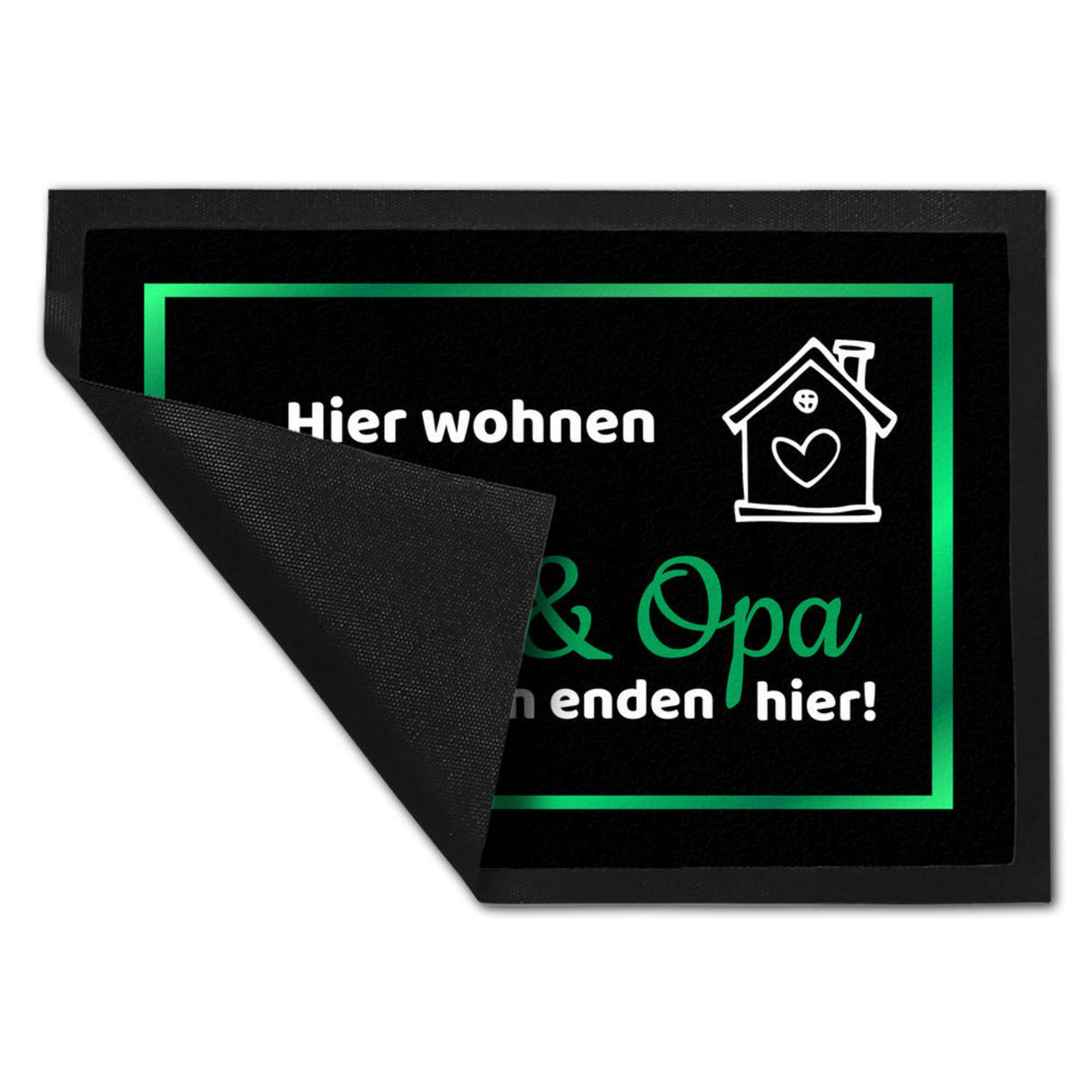 Hier wohnen Opa und Oma Fußmatte - Elternregeln enden hier mit Herz