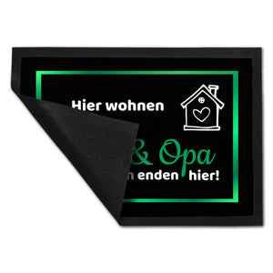 Hier wohnen Opa und Oma Fußmatte - Elternregeln enden hier mit Herz