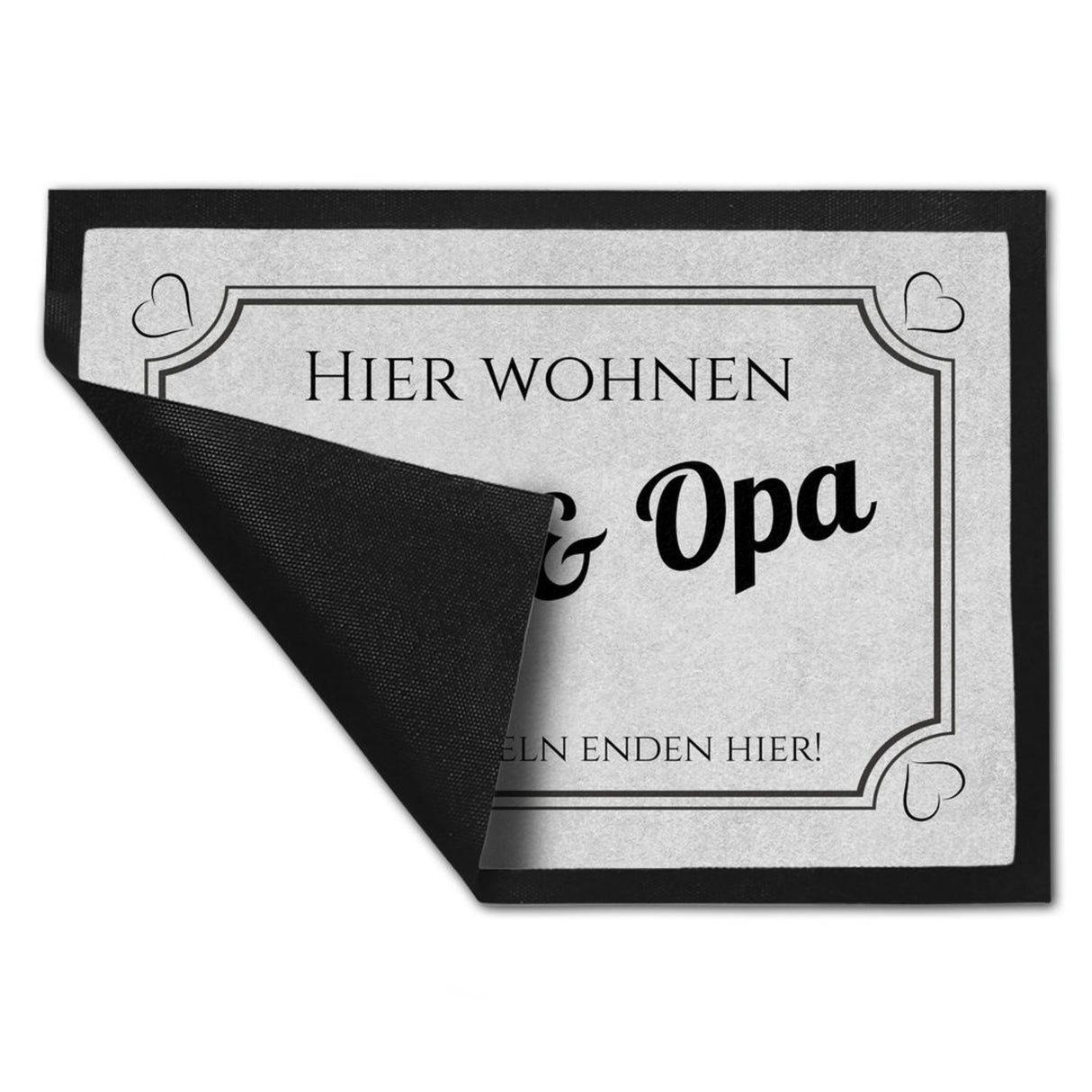 Hier wohnen Opa und Oma Fußmatte - Elternregeln enden hier mit Herz