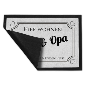 Hier wohnen Opa und Oma Fußmatte - Elternregeln enden hier mit Herz