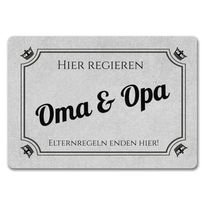 Hier wohnen Opa und Oma Fußmatte - Elternregeln enden hier mit Herz