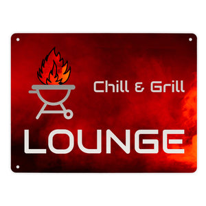 Chill & Grill Lounge Metallschild in 15x20 cm mit Spruch