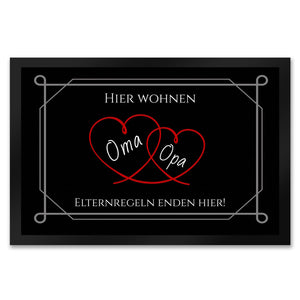 Hier wohnen Opa und Oma Fußmatte - Elternregeln enden hier mit Herz