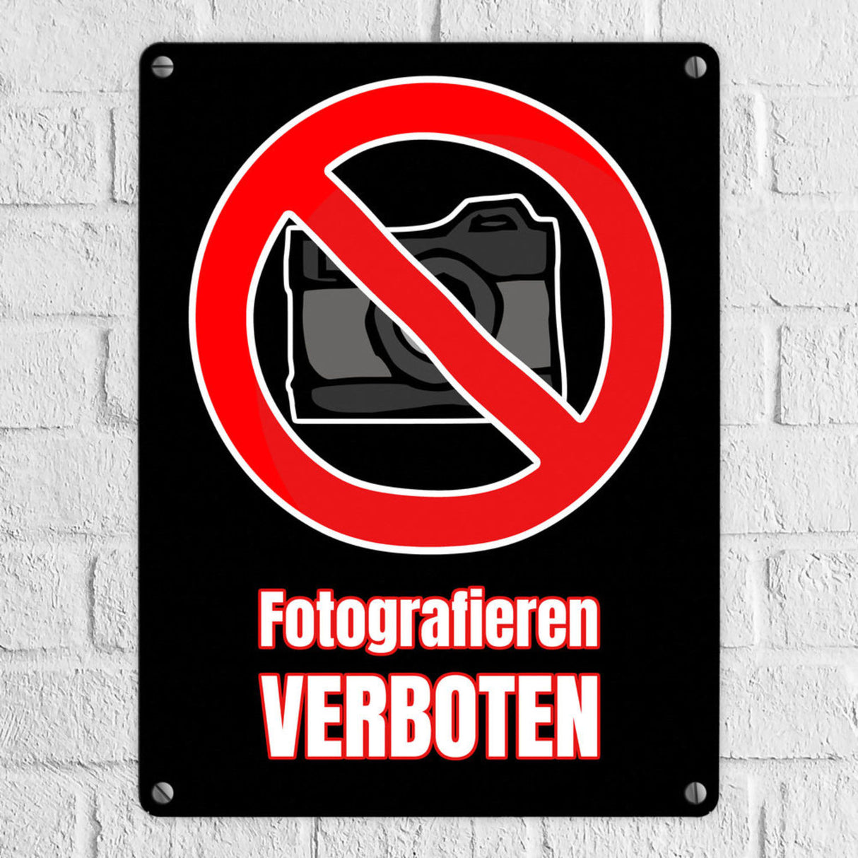 Fotografieren verboten Verbotsschild im Comic-Stil