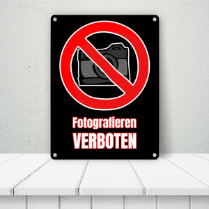 Fotografieren verboten Verbotsschild im Comic-Stil