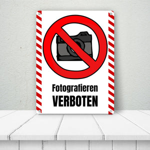 Fotografieren verboten Verbotsschild im Comic-Stil