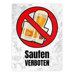 Saufen verboten Verbotsschild im Comic-Stil