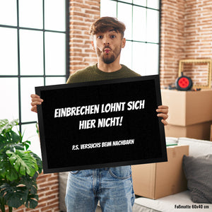 Fussmatte Zutritt auf eigene Gefahr mit lustigem Spruch schwarz