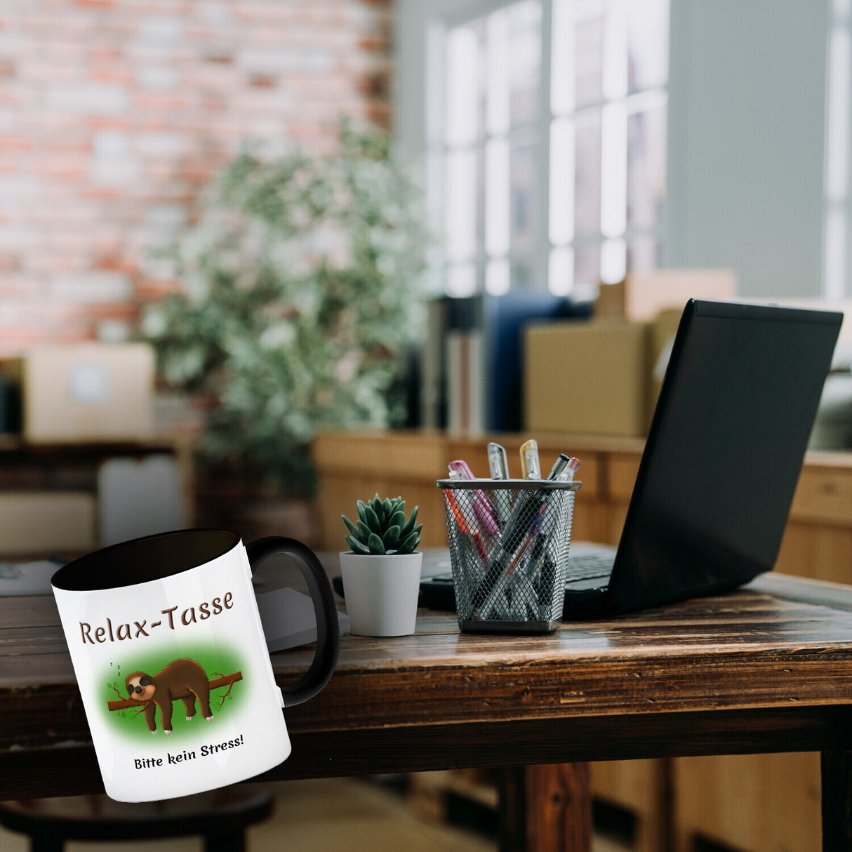 Kaffeebecher Relax-Tasse Bitte kein Stress mit schlafendem Faultier