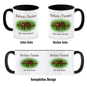 Kaffeebecher Relax-Tasse Bitte kein Stress mit schlafendem Faultier