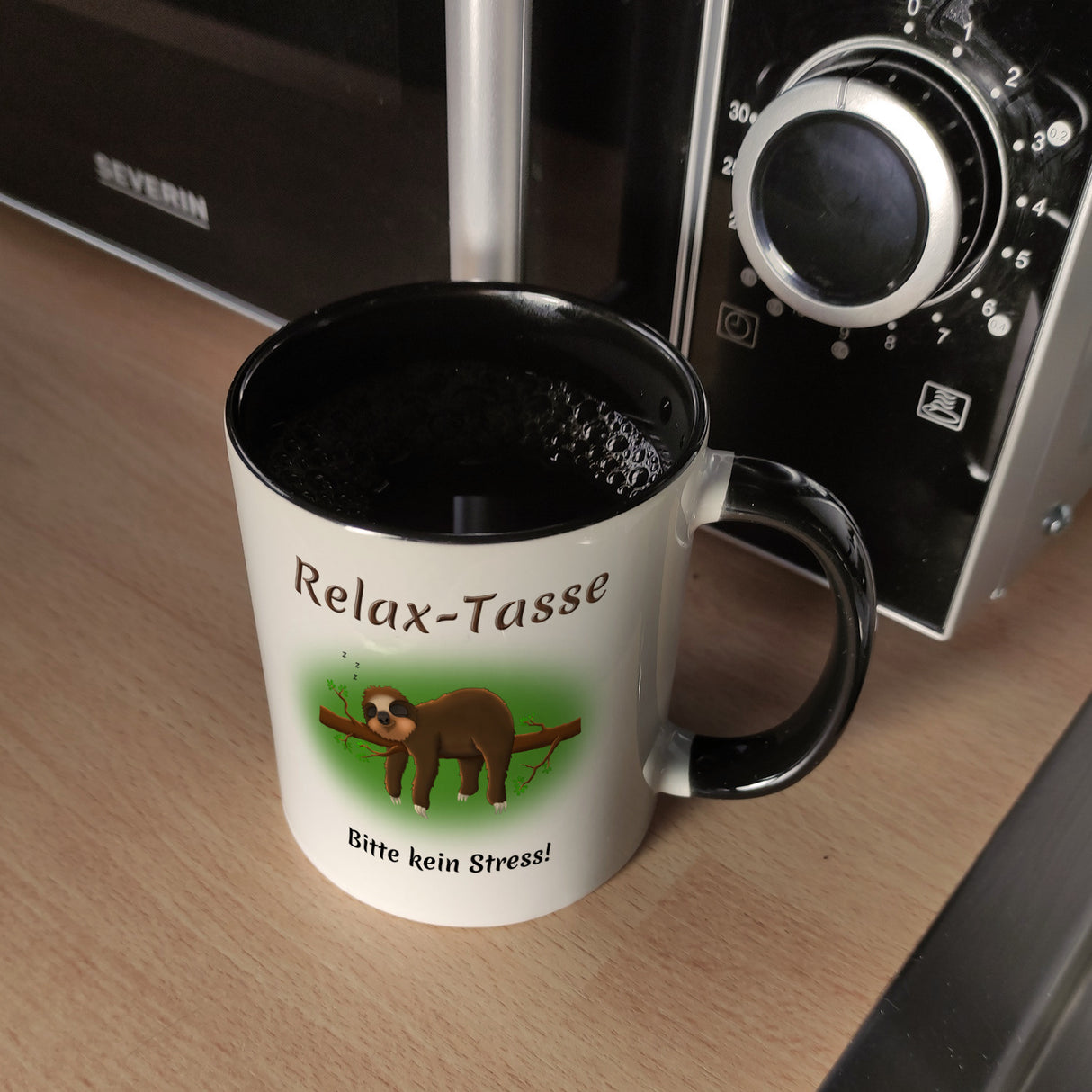 Kaffeebecher Relax-Tasse Bitte kein Stress mit schlafendem Faultier