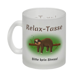Kaffeebecher Relax-Tasse Bitte kein Stress mit schlafendem Faultier