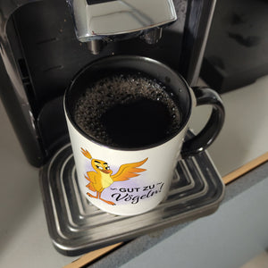 Gut zu Vögeln Kaffeebecher mit lustigem Vögelchen und Spruch
