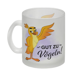 Gut zu Vögeln Kaffeebecher mit lustigem Vögelchen und Spruch