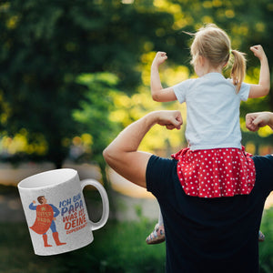 Ich bin Papa was ist deine Superkraft Kaffeebecher mit Superheldmotiv