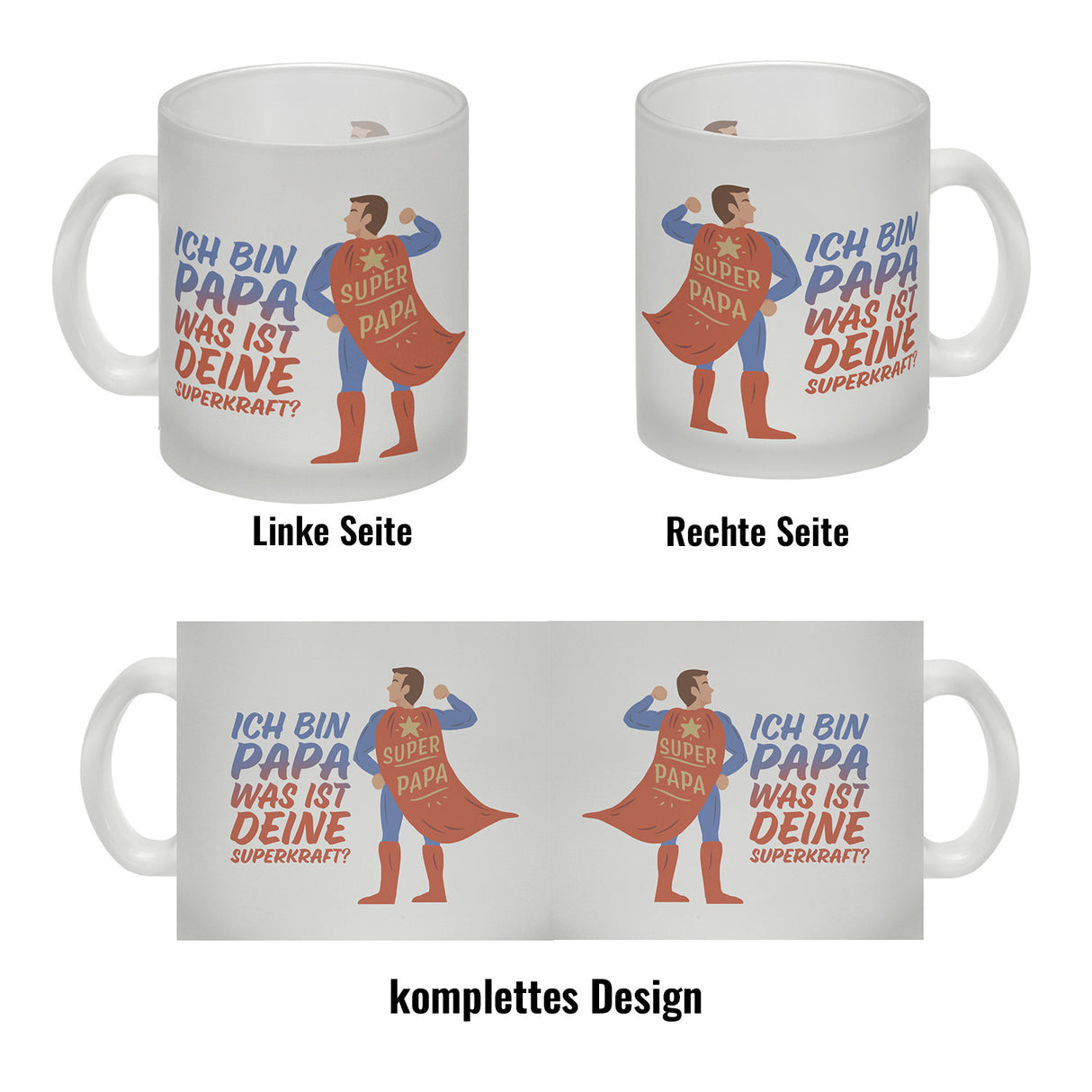 Ich bin Papa was ist deine Superkraft Kaffeebecher mit Superheldmotiv