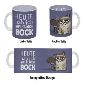 Heute hab ich gar keinen Bock Kaffeebecher mit der lustigen grummeligen Katze