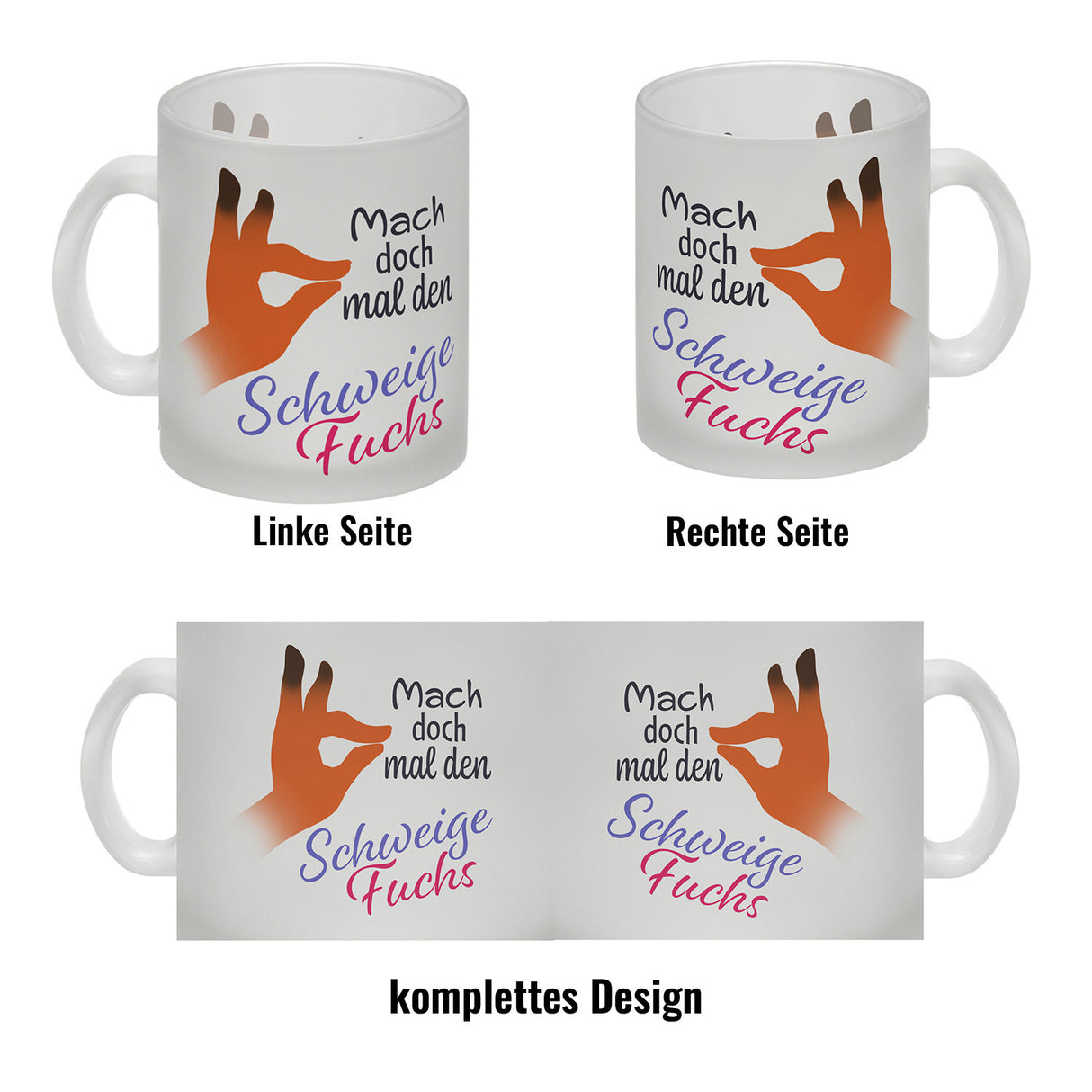 Mach doch mal den Schweigefuchs Kaffeebecher mit lustigem Schweigefuchs Motiv