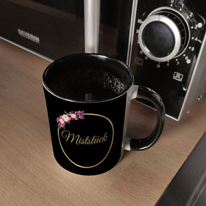Kaffeebecher Miststück mit Goldrahmen und Blumen Schimpfwort-Tasse
