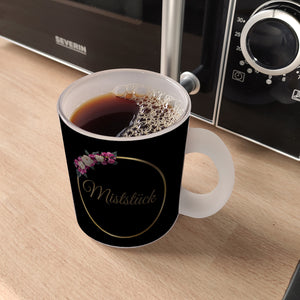 Kaffeebecher Miststück mit Goldrahmen und Blumen Schimpfwort-Tasse