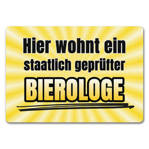 Hier wohnt ein staatlich geprüfter Bierologe Fußmatte in 35x50 cm im Bierdesign