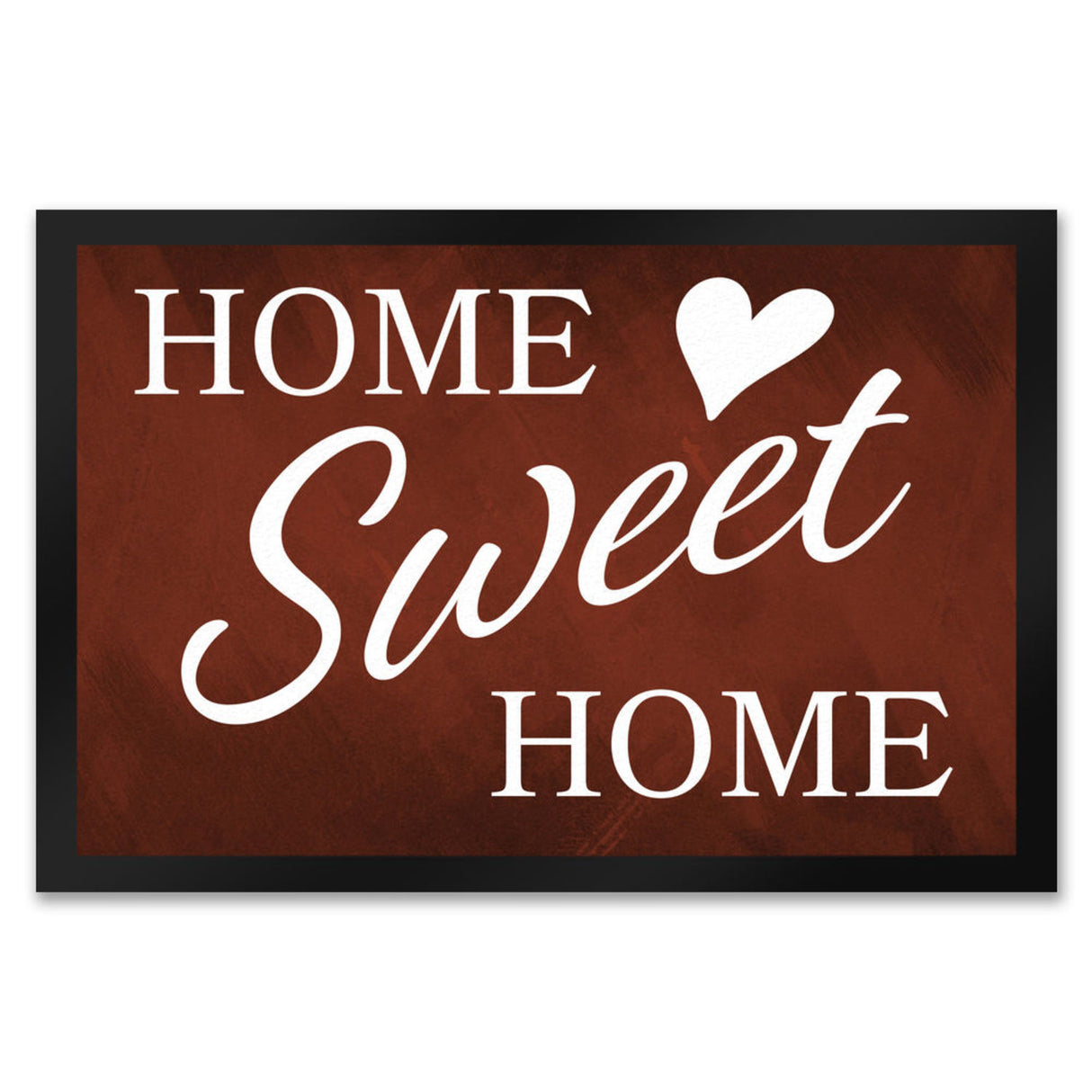 Home Sweet Home Fußmatte mit eleganter Aufschrift auf schwarzem Hintergrund